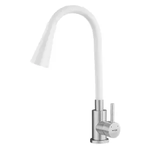 Смеситель для кухни MIXXUS SUS-011-T REFL.WHITE с силиконовым изливом из нерж. стали SUS304, излив белый (MI8228) №6