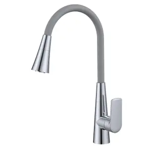 Смеситель для кухни Mixxus Premium Matis 011-T (NUT) Refl.Gray (Цвет хром+силик.вылив серый) (MI8267) №1
