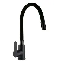 Смеситель кухонный с силиконовым изливом Zerix DAX-011 Black Refl.Black (нерж. сталь) (ZX4820)