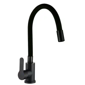 Смеситель кухонный с силиконовым изливом Zerix DAX-011 Black Refl.Black (нерж. сталь) (ZX4820) №1
