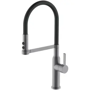 Змішувач для кухні MIXXUS PREMIUM PULL 017 GRAPHITE REFL.BLACK (Кол.графіт+силік.вилив чор.) (MI8278) №1