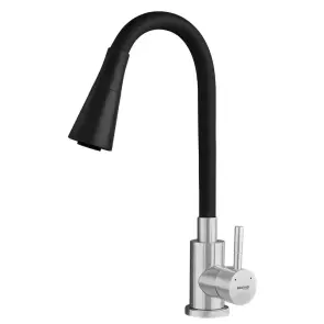 Смеситель для кухни MIXXUS SUS-011-T REFL.BLACK с силиконовым изливом из нерж. стали SUS304, излив черный (MI8226) №6