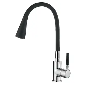Смеситель для кухни Zerix ATRIUM-011-T REFL.BLACK (Цвет хром+силик.вылив черный) (ZX4720) №1