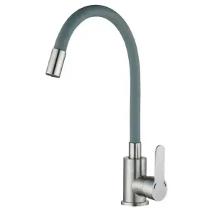 Смеситель кухонный с серым силиконовым изливом Zerix DAX-011 Refl.Gray (нерж. сталь) (ZX4819) №1