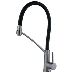 Смеситель для кухни с силиконовым изливом Zerix FUL-017 Graphite Refl.Black из нерж. стали SUS304 (кол.графит) (ZX5995) №1
