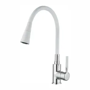 Смеситель для кухни Zerix Atrium-011-T Refl.WHITE (Цвет хром+силик.вылив белый) (ZX4719) №1