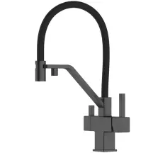 Смеситель для кухни KOER KB-72036-07 с выходом для пит. воды (Цвет графит+силик.вылив черный) (KR5812)