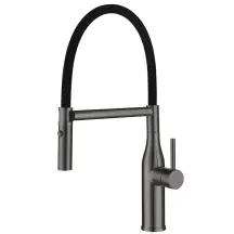 Смеситель для кухни KOER KI-70034-07 из нерж. стали SUS304 (Цвет графит+силик.вылив черный) (KR5810)