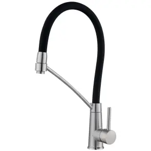 Смеситель для кухни с силиконовым изливом Zerix FUL-017 Refl.Black из нерж. стали SUS304 (вил.черный) (ZX5992) №1