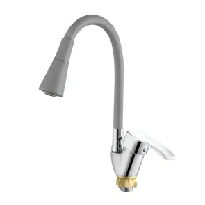 Смеситель для кухни с силиконовым изливом Zerix YUT 279 Reflector Gray (цвет серого излива) (ZX5987) №1