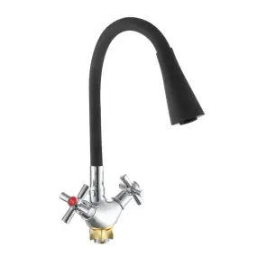 Смеситель для кухни с силиконовым изливом Zerix TLT 722 Reflector Black (цвет излива черный) (ZX5989) №1