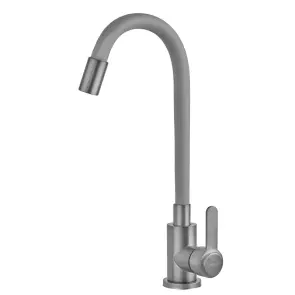 Смеситель для кухни с силиконовым изливом Champion EZA-011 Graphite REFL.Gray из нерж.стали (вылив серый) (CH6566) №1