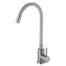 Смеситель кухонный с серым силиконовым изливом Zerix LUX-011 Refl.Gray (нерж. сталь) (ZX4876)