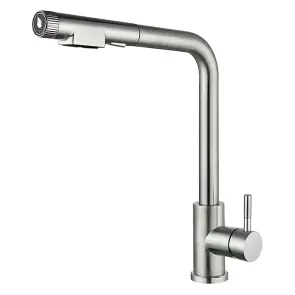 Смеситель для кухни с выдвижным изливом Mixxus LUX-021 PULL из нерж. стали SUS304 (MI8229) №1