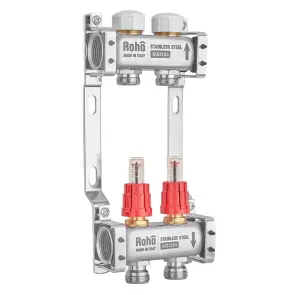 Колектор з витратоміром та термостатичними клапанами Roho R804-02M - 1"x 2 вих. (RO1043) №2