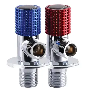 Комплект кранов (пара) для подключения сантехприборов Champion VAL-12-1/2x1/2-TWIN Chrome с нерж. ст.(кол. хром)(CH6568) №1