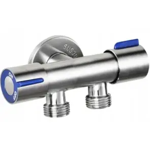 Кран для подключения сантехприборов Champion VAL-11-1/2x1/2x1/2 из нержавеющей стали SUS304 (синий) (CH6541) №1
