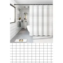 Шторка для ванной Zerix SCP-011-180x180 из PEVA (полиэтиленвинилацетата) (Узор "Клетка" белая) (ZX6084)