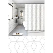 Шторка для ванной Zerix SCP-020-180x180 из PEVA (полиэтиленвинилацетата) (Узор "Зигзаг" белый) (ZX6093)