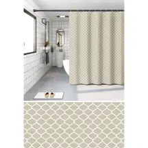 Шторка для ванной Zerix SCP-014-180x200 из PEVA (полиэтиленвинилацетата) (Узор "Ромбы" бежевый) (ZX6087)
