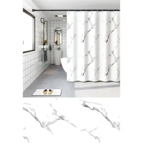 Шторка для ванной Zerix SCP-019-240x200 из PEVA (полиэтиленвинилацетата) (Узор "Мрамор") (ZX6092) №3