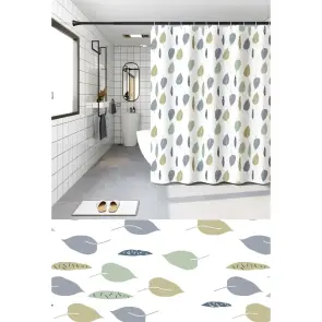 Шторка для ванной Zerix SCP-008-180x200 из PEVA (полиэтиленвинилацетата) (Узор "Листья") (ZX6081) №4