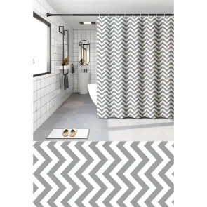 Шторка для ванной Zerix SCP-016-180x200 из PEVA (полиэтиленвинилацетата) (Узор "Зигзаг" бело-черный) (ZX6089) №4
