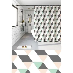 Шторка для ванной Zerix SCP-007-180x200 из PEVA (полиэтиленвинилацетата) (Узор "Ромбы") (ZX6080) №4