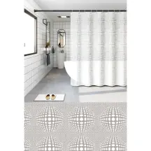Шторка для ванной Zerix SCP-021-180x180 из PEVA (полиэтиленвинилацетата) (Цвет белый 3-Д) (ZX6094)