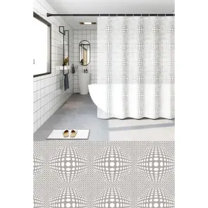 Шторка для ванной Zerix SCP-021-180x180 из PEVA (полиэтиленвинилацетата) (Цвет белый 3-Д) (ZX6094) №1