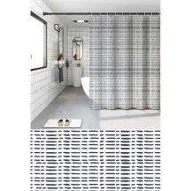 Шторка для ванной Zerix SCP-013-240x200 из PEVA (полиэтиленвинилацетата) (Узор "Клетка" серая) (ZX6086)