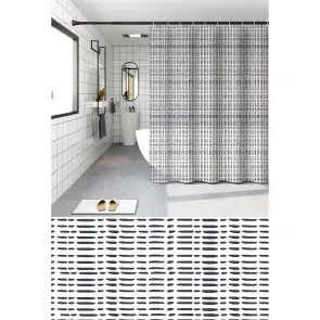 Шторка для ванной Zerix SCP-013-240x200 из PEVA (полиэтиленвинилацетата) (Узор "Клетка" серая) (ZX6086) №1