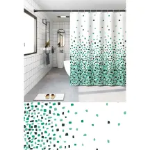 Шторка для ванной Zerix SCP-010-180x180 из PEVA (полиэтиленвинилацетата) (Узор "Брызки" зеленые) (ZX6083)