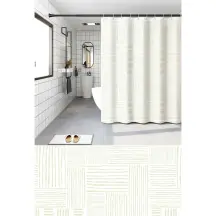 Шторка для ванной Zerix SCP-017-180x200 из PEVA (полиэтиленвинилацетата) (Узор "Плитка" 3-Д молочная) (ZX6090)