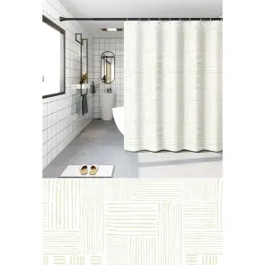 Шторка для ванной Zerix SCP-017-180x200 из PEVA (полиэтиленвинилацетата) (Узор "Плитка" 3-Д молочная) (ZX6090) №1