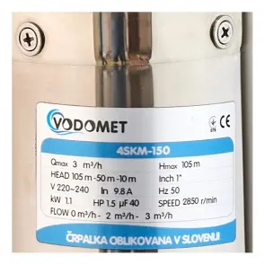 Вихровий насос Vodomet 4SKM-150 Н=105М, Q=3кбМ, P=1100 Вт, встр. конденс. (VO4156) №2