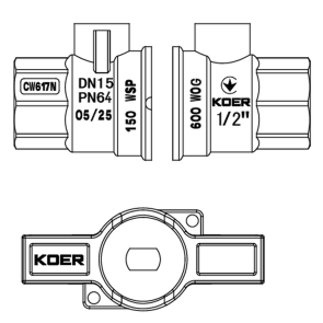 Кран кульовий ГГМ Koer Extreme KE.217-15 - 1/2" FF ручка "метелик" червона (KR5756) №2