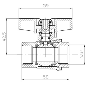 Кран кульовий ГГМ Koer Extreme KE.217-20 - 3/4" FF ручка "метелик" червона (KR5757) №2
