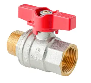 Кран кульовий ГШМ Koer Extreme KE.218-15 - 1/2" FM ручка "метелик" червона (KR5759) №1