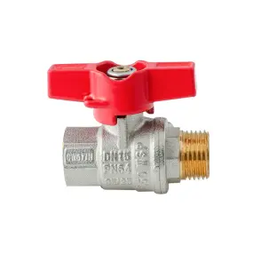 Кран кульовий ГШМ Koer Extreme KE.218-15 - 1/2" FM ручка "метелик" червона (KR5759) №2