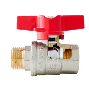 Кран кульовий ГШМ Koer Extreme KE.218-15 - 1/2" FM ручка "метелик" червона (KR5759) №5