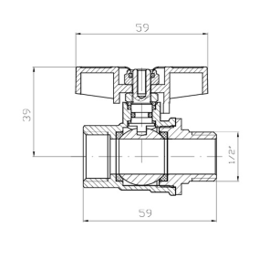 Кран кульовий ГШМ Koer Extreme KE.218-15 - 1/2" FM ручка "метелик" червона (KR5759) №6