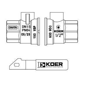 Кран кульовий ГГВ Koer Extreme KE.214-15 - 1/2" FF ручка "важіль" червона (KR5744) №2