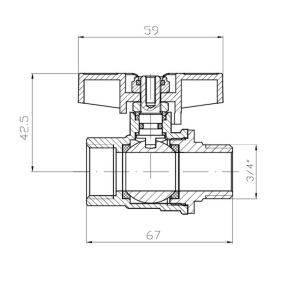 Кран кульовий ГШМ Koer Extreme KE.218-20 - 3/4" FM ручка "метелик" червона (KR5760) №3