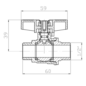 Кран кульовий ШШМ Koer Extreme KE.219-15 - 1/2" MM ручка "метелик" червона (KR5762) №3