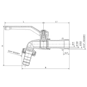 Кран садовый Roho R353-050 -1/2" ручка "рычаг" красная (RO0239) №2