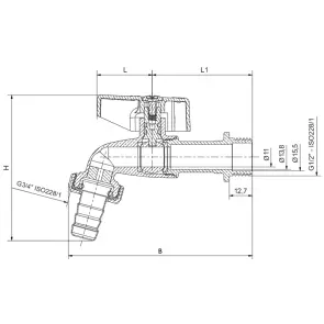 Кран садовий Roho R363-050 -1/2", ручка "метелик" червона (RO0240) №2