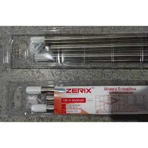 Штанга для шторки П-подібна універсальна Zerix CRS-U-90x90x90 90x90x90cm, 90x180cm, 270cm (нержавіюча сталь) (Блістер) (ZX6103) №15