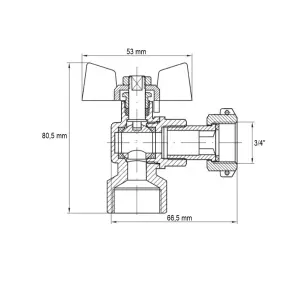 Угловой кран с накидной гайкой Koer KR.223 - 3/4" ГГМ (KR4774) №2