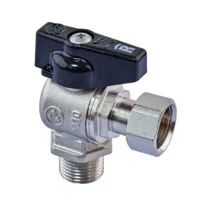 Кран шаровой угловой Н/Г Roho R116-050B -1/2"х1/2" ВЗ, ручка "бабочка" черная (RO0236) №1